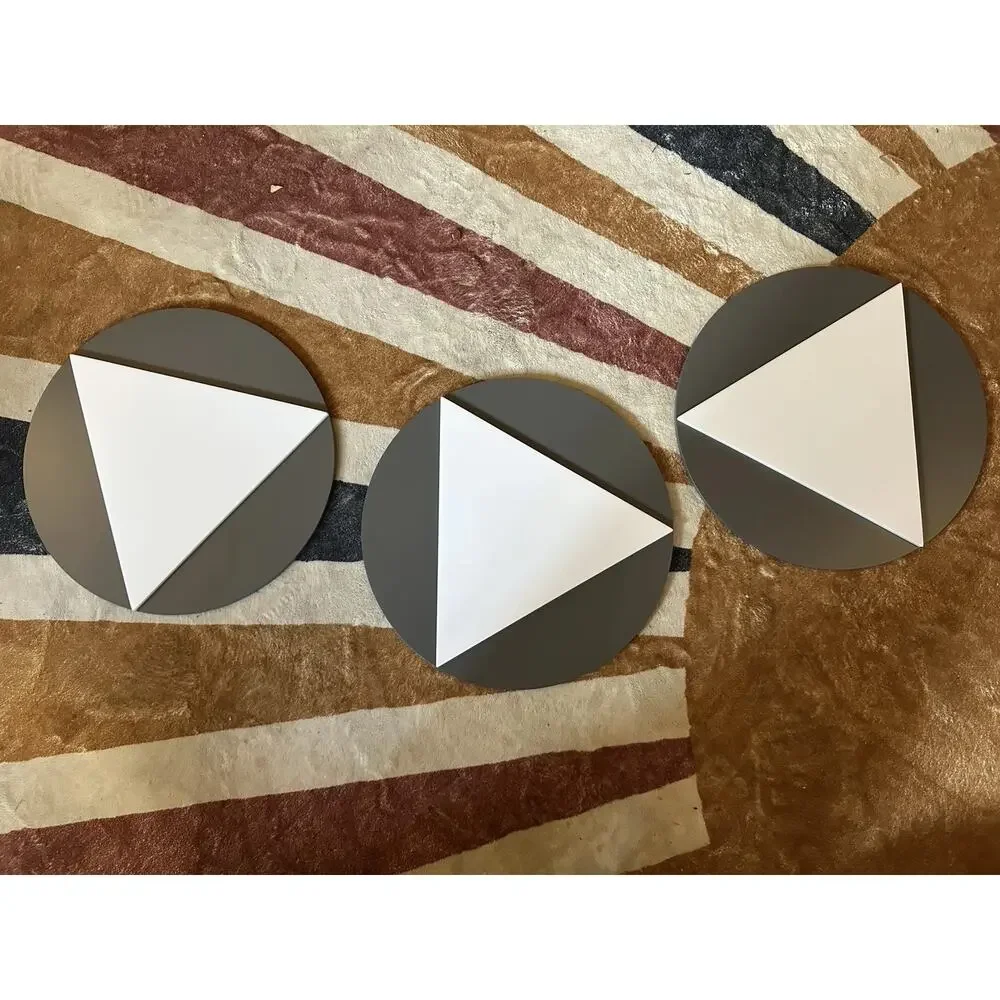 Modern Women Restroom Signs Triangle Round Wall Mount Commercial Set of 3